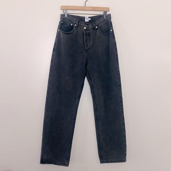 PRINCESS POLLY HOLLY ASYMMETRIC STRAIGHT LEG JEAN BUTTON FLY BLACK DENIM SIZE 6 - Picture 2 of 16